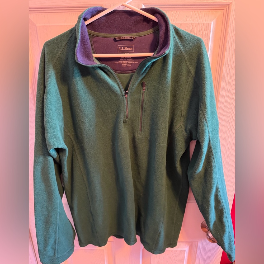 L.L. Bean Men's Forest Green Zip-Up fleece sz L Reg